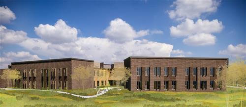 Back side of school rendering